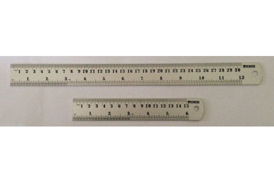 Liniaal 30 cm + liniaal 15 cm aluminium 2-delig